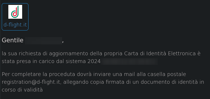 Aggiornamento Carta d&rsquo;identità D-Flight