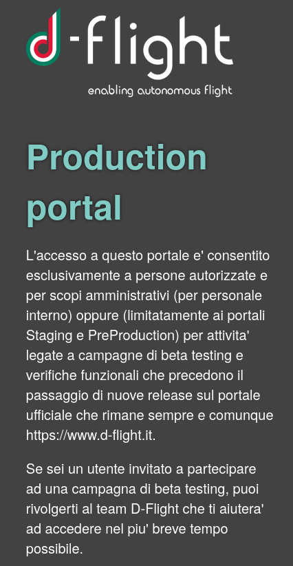 Pagina production dopo reindirizzamento